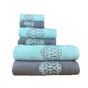 Conjunto de Banho Medalhão Cinza Verde Água